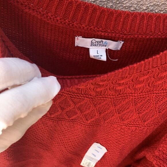 Croft & Barrow Women XL Cable Yolk Pullover Sweater  Holiday Delicious Apple Red - Picture 4 of 13